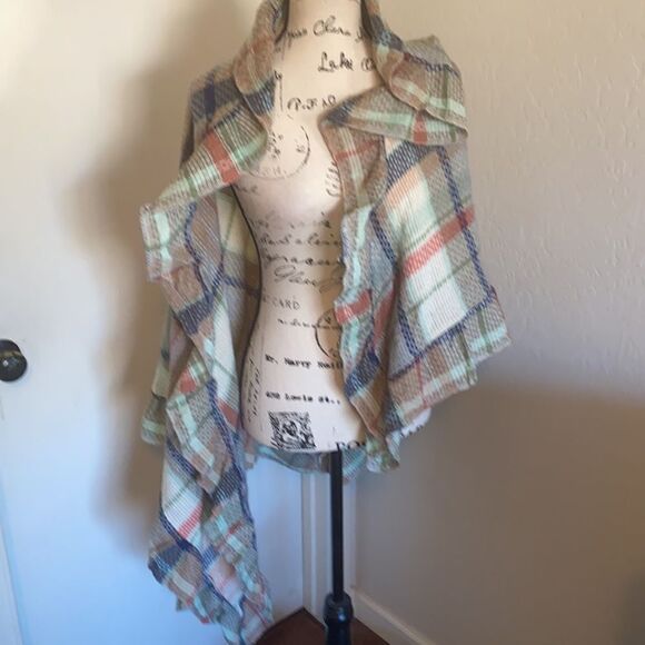Anthropologie Brand New Plaid Design 100% Acrylic Scarf Contemporary Boho Work - Picture 3 of 7
